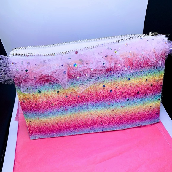 SOLD Rainbow & Unicorns Tulle Zipper Makeup Pouch Bag - Picture 7 of 11